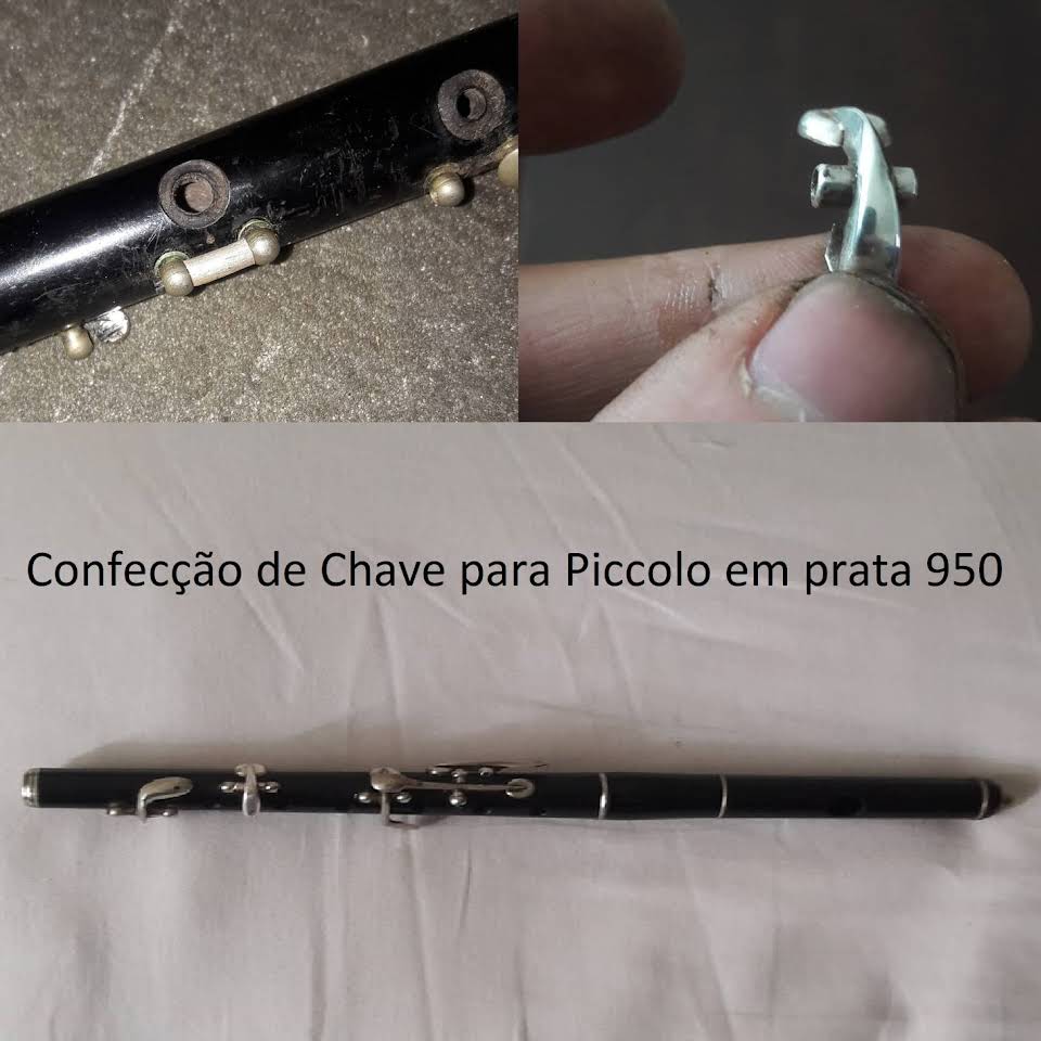 Chave em prata sterling para piccolo do século XIX